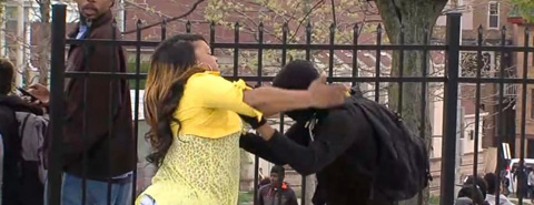 Mom smacks, beats, and berates her son who was rioting in Baltimore.